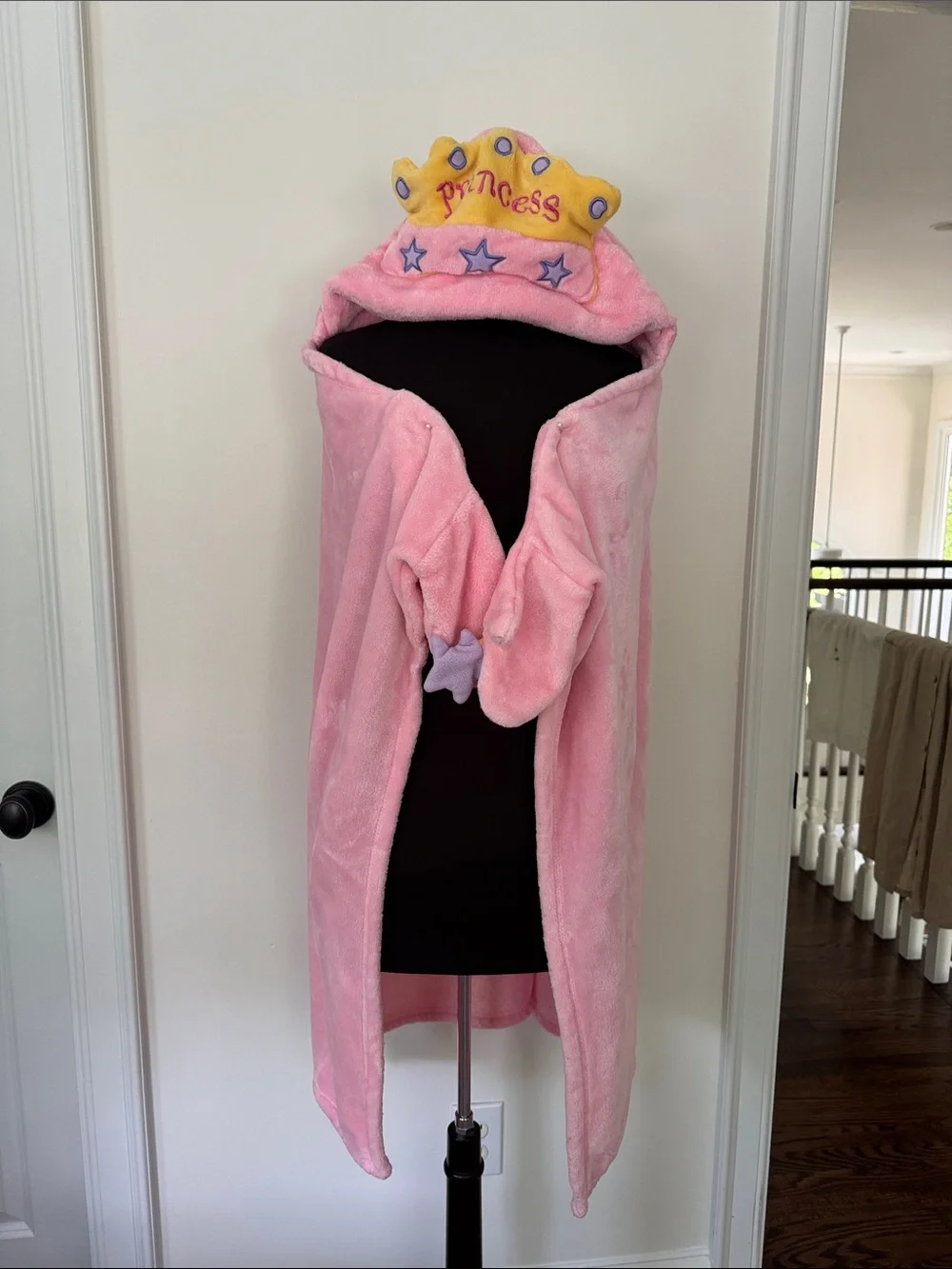 Princess Pink Hooded Kids Bath Wrap with Crown